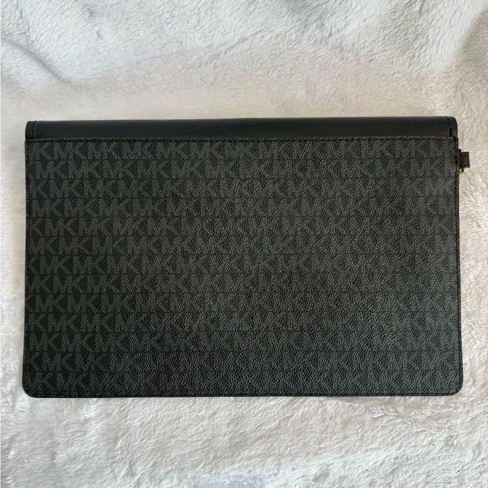 Michael Kors Black and Gray Monogram Envelope Style Clutch/Wristlet